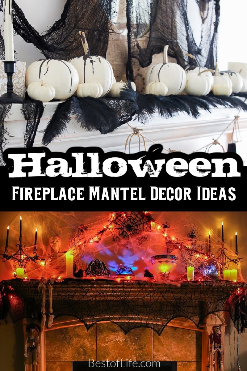 Halloween fireplace mantel decor ideas are easy Halloween decorations that set the mood for a spooky season filled with fun. DIY Halloween Decor | Indoor Halloween Decor | Easy Decorating Tips for Halloween | Decor Ideas for Halloween | Mantel Decor Tips | Halloween Mantel Tips | Halloween Party Decor | Tips for Halloween Parties via @thebestoflife