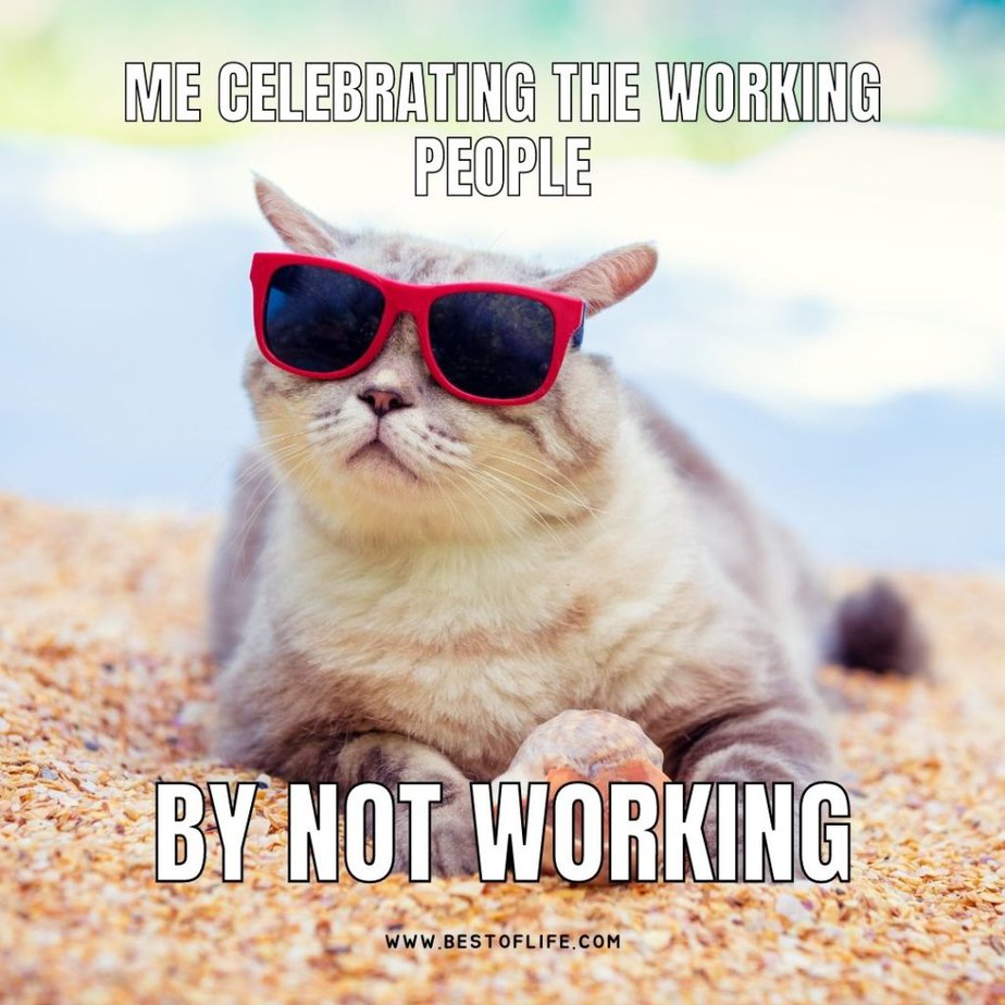 Funny Labor Day Weekend Memes to Enjoy from Bed Me celebrating the working people by not working.