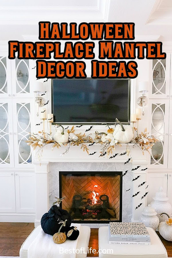 Halloween fireplace mantel decor ideas are easy Halloween decorations that set the mood for a spooky season filled with fun. DIY Halloween Decor | Indoor Halloween Decor | Easy Decorating Tips for Halloween | Decor Ideas for Halloween | Mantel Decor Tips | Halloween Mantel Tips | Halloween Party Decor | Tips for Halloween Parties via @thebestoflife