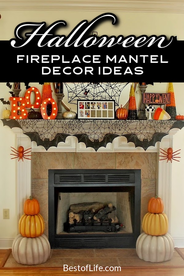 Halloween fireplace mantel decor ideas are easy Halloween decorations that set the mood for a spooky season filled with fun. DIY Halloween Decor | Indoor Halloween Decor | Easy Decorating Tips for Halloween | Decor Ideas for Halloween | Mantel Decor Tips | Halloween Mantel Tips | Halloween Party Decor | Tips for Halloween Parties
