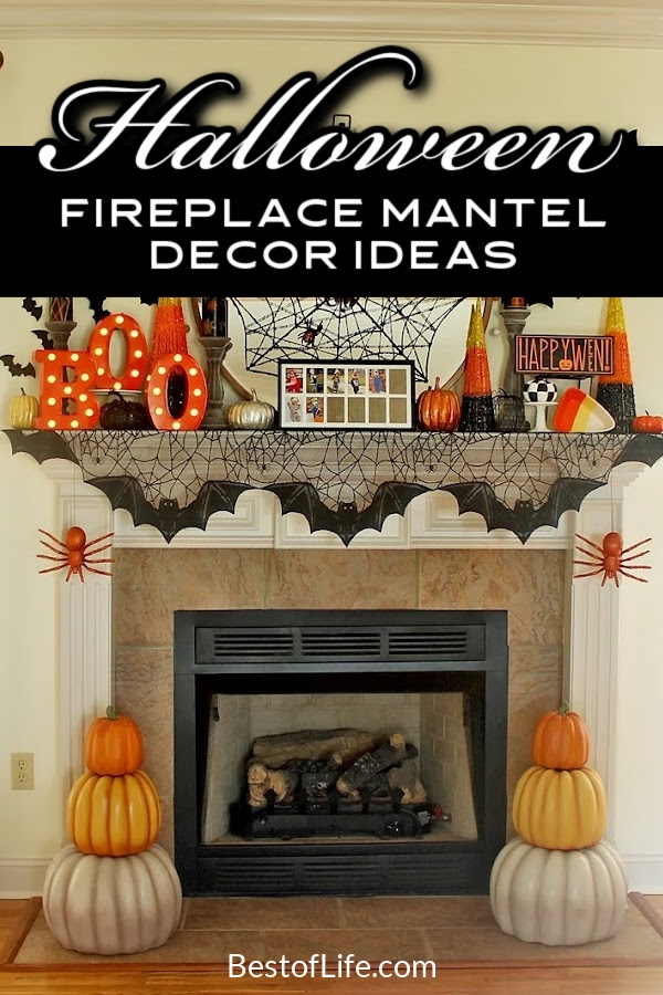 Halloween fireplace mantel decor ideas are easy Halloween decorations that set the mood for a spooky season filled with fun. DIY Halloween Decor | Indoor Halloween Decor | Easy Decorating Tips for Halloween | Decor Ideas for Halloween | Mantel Decor Tips | Halloween Mantel Tips | Halloween Party Decor | Tips for Halloween Parties via @thebestoflife