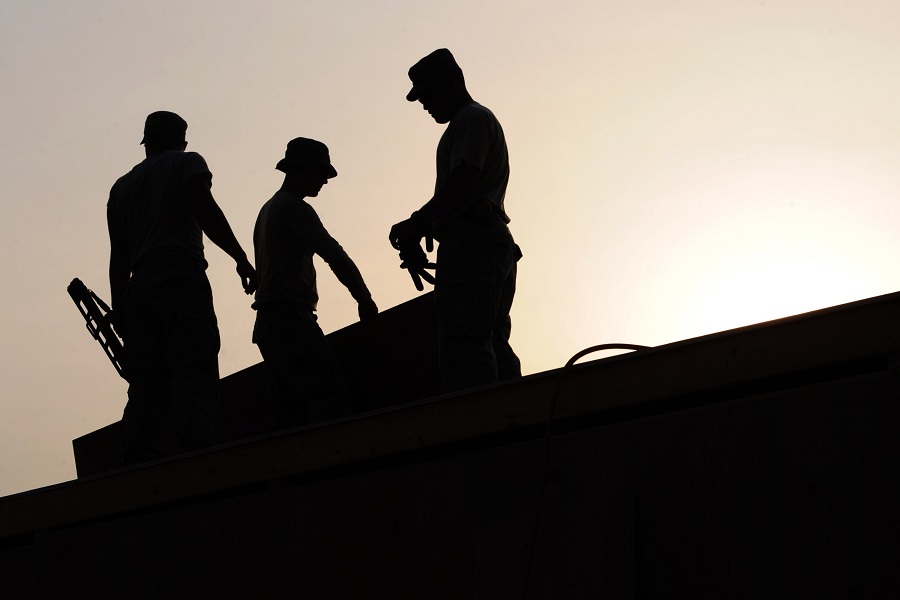 Funny Labor Day Weekend Memes Silhouette of Construction Workers Working on a Roof