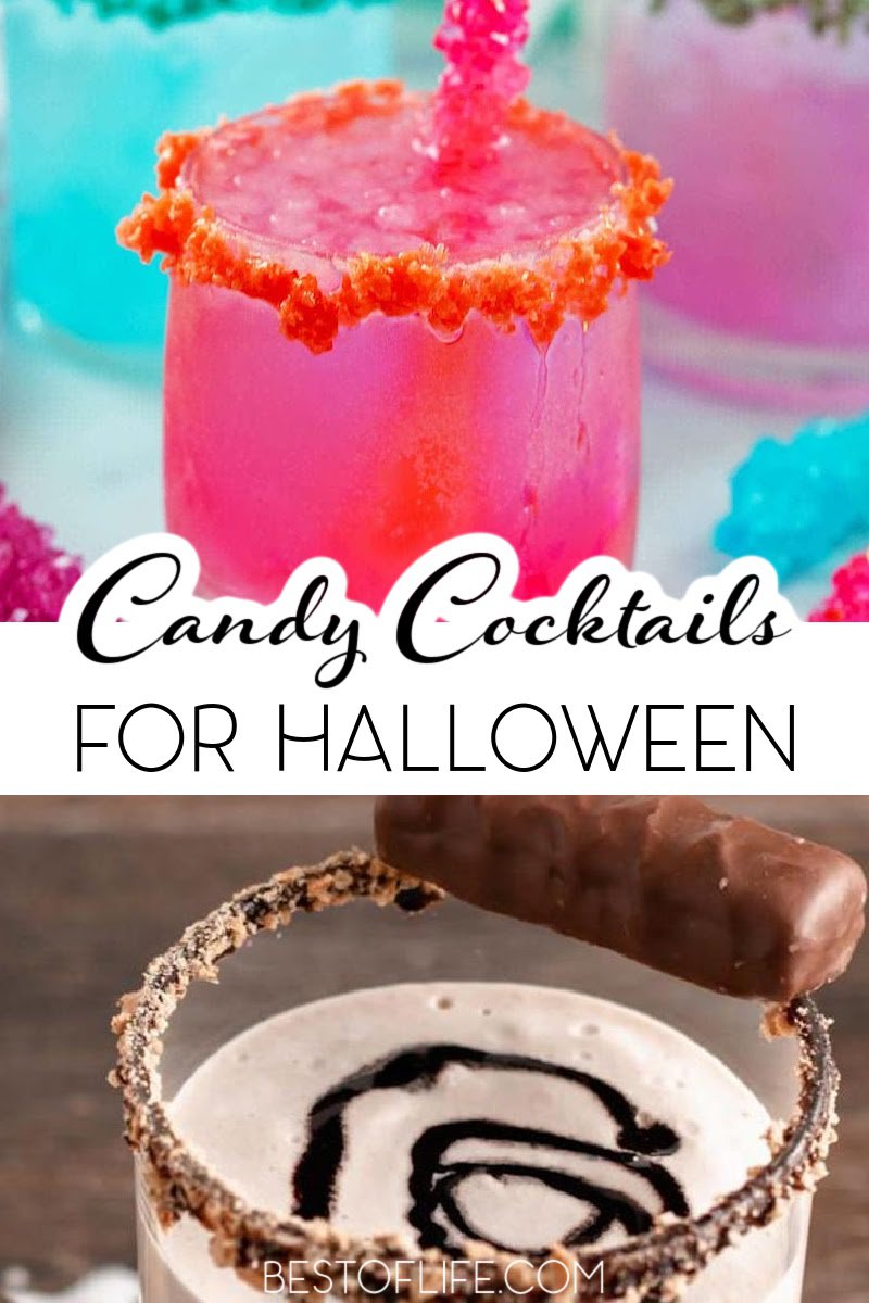 Candy cocktail recipes for Halloween make the perfect Halloween cocktails to take your Halloween party to the next level! Halloween Party Recipes | Halloween Cocktail Recipes | Halloween Drink Recipes | Halloween Drinks | Cocktails for Halloween | Alcoholic Drinks for Halloween | Sweet Cocktail Recipes | Holiday Cocktail Recipes | Halloween Party Ideas | Fall Cocktail Ideas | Cocktail Recipes for Fall | Fall Gathering Recipes | Fall Party Drinks via @thebestoflife