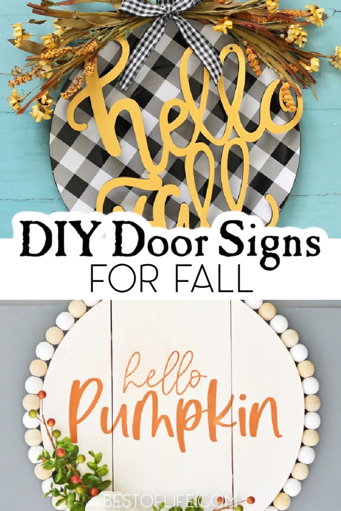 Fall door signs make for warm welcomes to your home during a chilly time of year, and this is fall home decor you can DIY. DIY Decor | Front Porch Decor | DIY Front Porch Decor | DIY Fall Decor | Fall Home Decor | Outdoor Decor for Fall | DIY Fall Signs | Signs for Fall | Unique Fall Decor