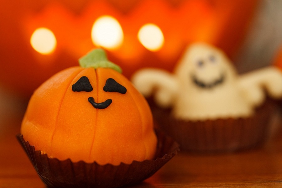 Halloween Candy Memes Close Up of Decorative Chocolates That Look Like Jack-O-Lanterns and Ghosts