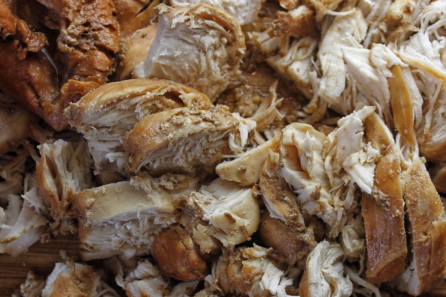 Healthy Teriyaki Chicken Recipe Close Up of Teriyaki Chicken Shredded
