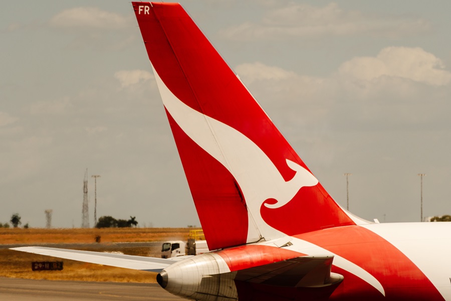 Crocodile Dundee Movies List View of an Australian Air Plane with a Kangaroo Silhouette on The Tail Fin