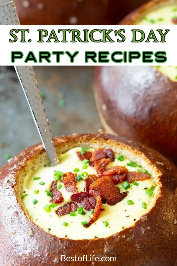 Easy St Patricks Day party recipes will go perfectly with your green cocktails and green desserts for St Patricks Day! Traditional Irish Recipes | Traditional Irish Food | St Patricks Day Party Ideas | Tips for St Patricks Day Party | Recipes for St Patricks Day | Green Food for St Patricks Day | St Patricks Day Party Recipes | Irish Party Food #stpatricksday #partyrecipes via @thebestoflife
