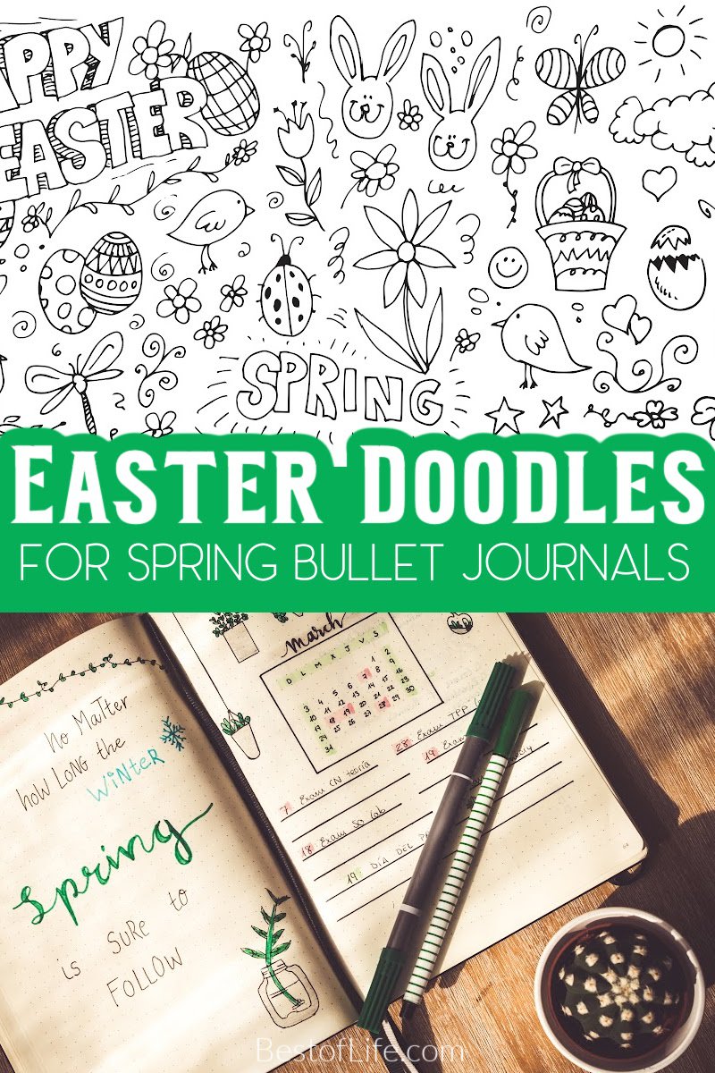 Bullet journal Easter doodles can help you get in the holiday spirit and are creative DIY ways to personalize your journal layouts. Easter Bullet Journal Cover | Easter Bullet Journal Themes | Bullet Journal Spread Ideas | Mood Tracker Bullet Journal | Bullet Journal Layouts | Organization for Easter | Spring Bullet Journals via @thebestoflife