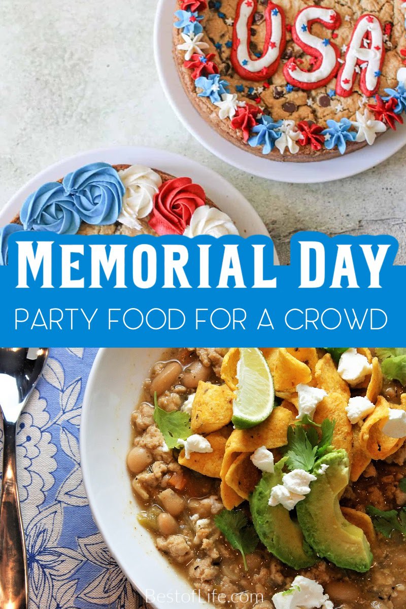 Want to plan the best summer kick-off party with delicious Memorial Day party food for a crowd? We have you covered with the perfect recipes! Memorial Day Recipes | Memorial Day Party Recipes | Summer BBQ Recipes | Summer Party Ideas | Ideas for Memorial Day | Patriotic Recipes for a Crowd | Patriotic Recipe Ideas | Memorial Day Desserts | Summer Party Food | Party Food Ideas | Party Food Recipes