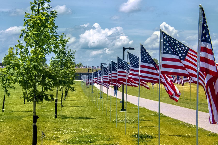 Memorial Day Nail Designs a Pathway Lined with American Flags
