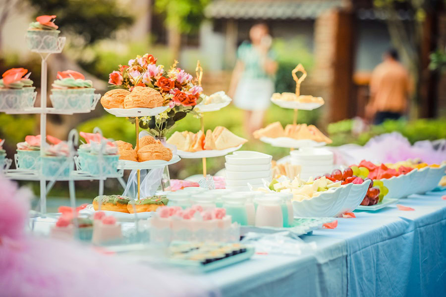 1st Birthday Party Ideas for Boys View of a Food Table at an Outdoor Party