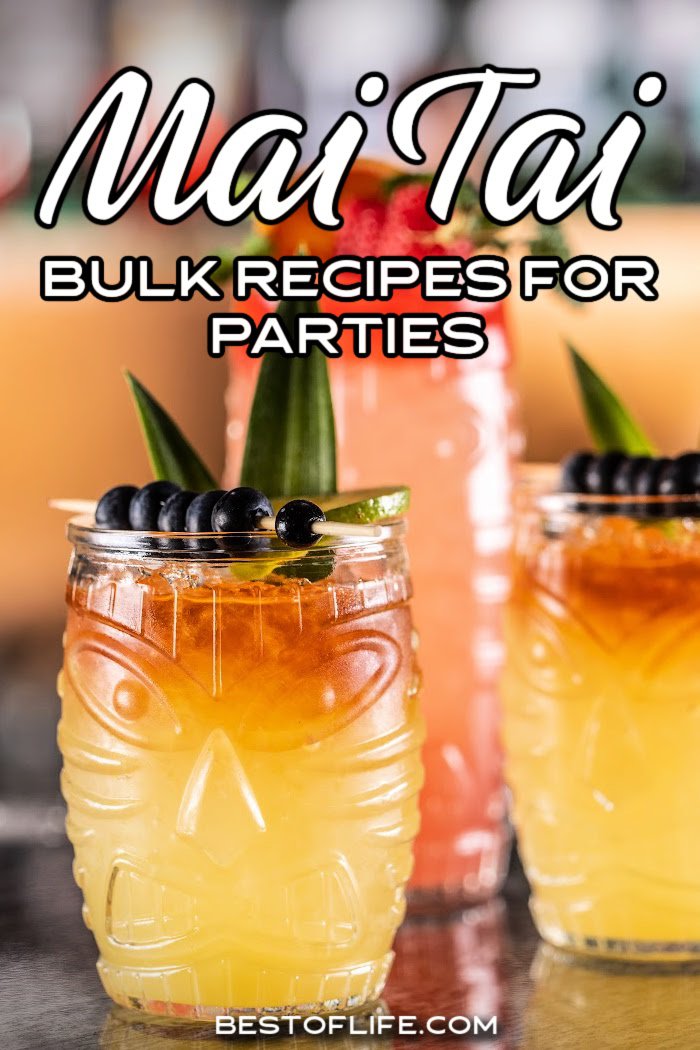 Bulk mai tai recipes can help liven up your party and make planning and hosting a party easier than ever. Serve these mai tai pitcher recipes for parties of any size for a flavorful cocktail guests will love! Party Recipes | Party Cocktail Recipes | Cocktail Pitcher Recipes | Cocktail Recipes | Party Drink Recipes via @thebestoflife