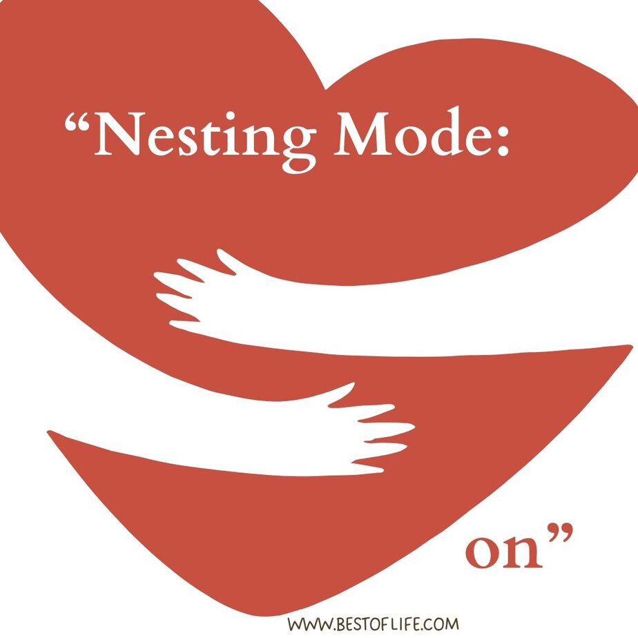 Inspiring Couple Maternity Quotes for Photography Captions "Nesting Mode: On."