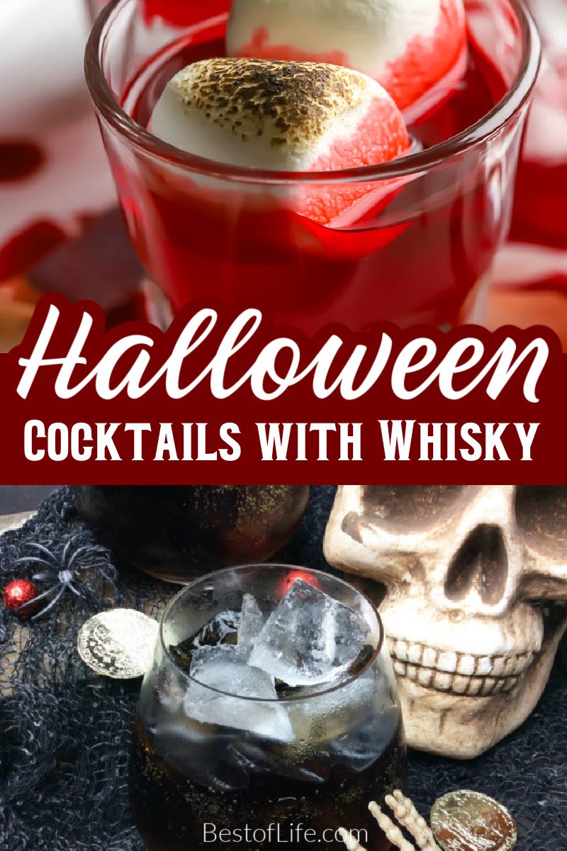 Make these Halloween cocktails with whiskey at your Halloween party or as you wait to hand out candy for a happy Halloween. Halloween Party Cocktails | Halloween Drink Recipes | Whiskey Recipes | Bloody Whiskey Cocktails | Whiskey Party Recipes | Halloween Cocktails | Halloween Cocktail Recipes | Drink Recipes for Adults | Spooky Drinks for Adults | Halloween Recipes with Alcohol via @thebestoflife