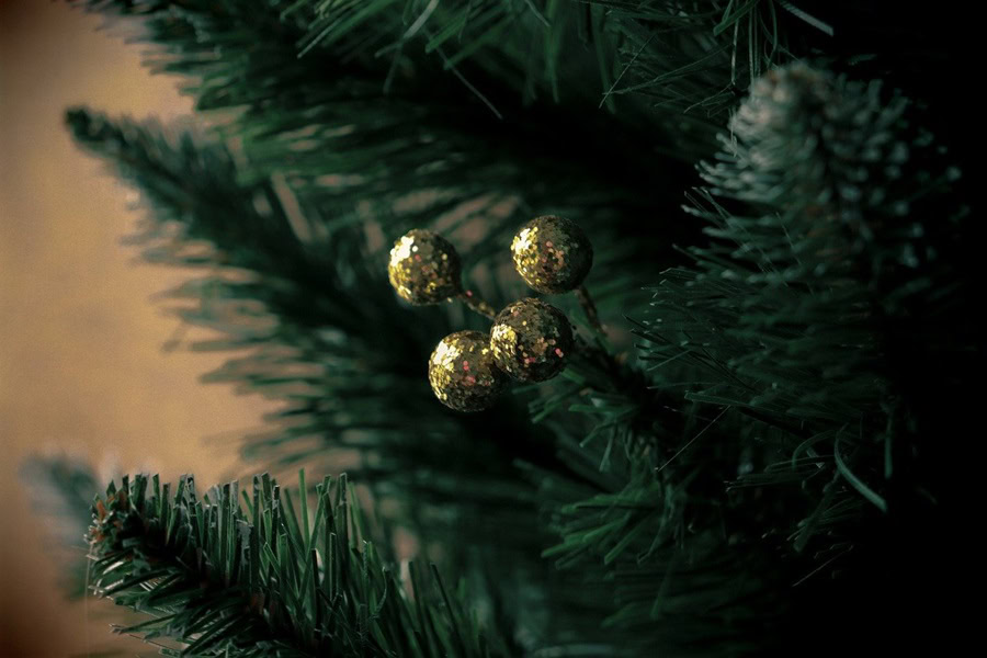 Easy DIY Wine Cork Ornament Close Up of a Christmas Tree Branch