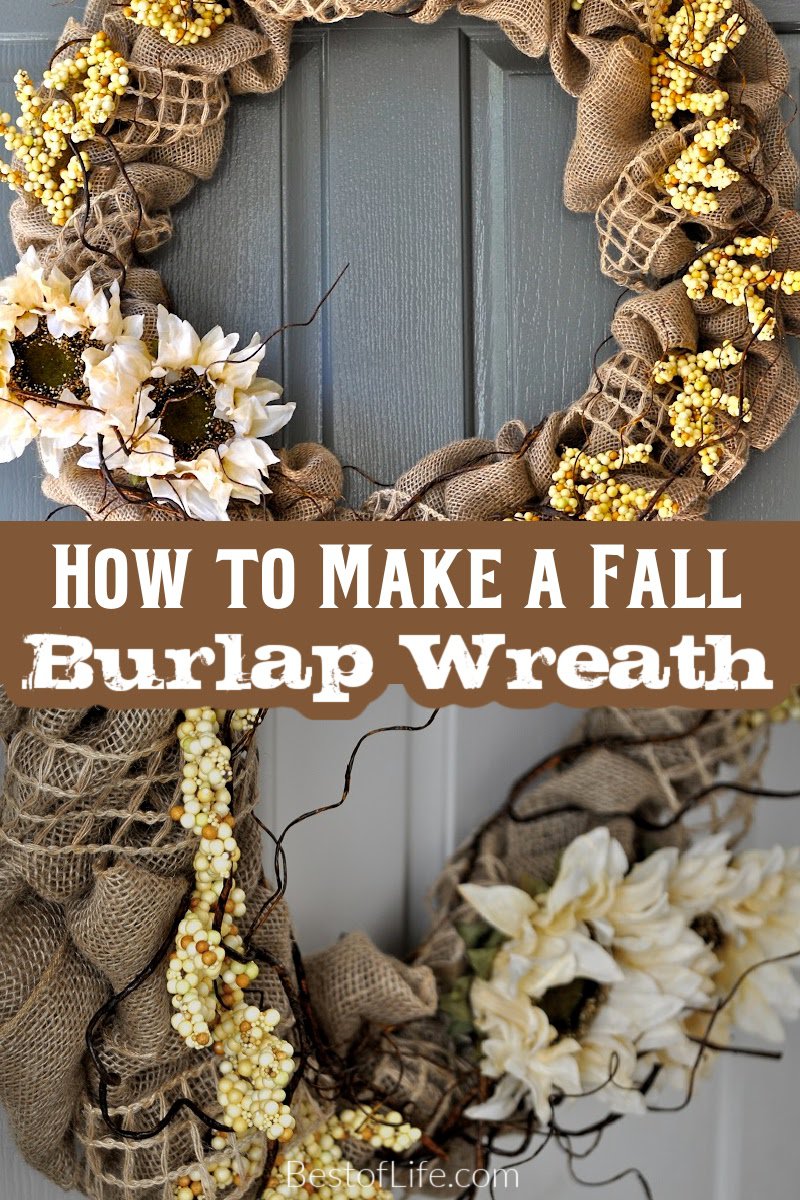 Knowing how to make a burlap wreath for fall is just the beginning of the DIY burlap home decor this season. DIY Fall Decor | DIY Fall Projects | DIY Burlap Wreath | DIY Burlap Decor | How to Make a Wreath | Ways to Make a Wreath | Front Door Decor | DIY Front Door Decor | Door Decorations for Fall via @thebestoflife