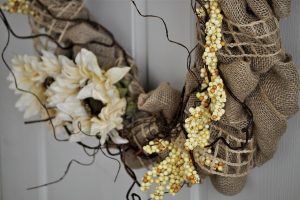 How to Make a Burlap Wreath for Fall Close Up of the Bottom of a Wreath