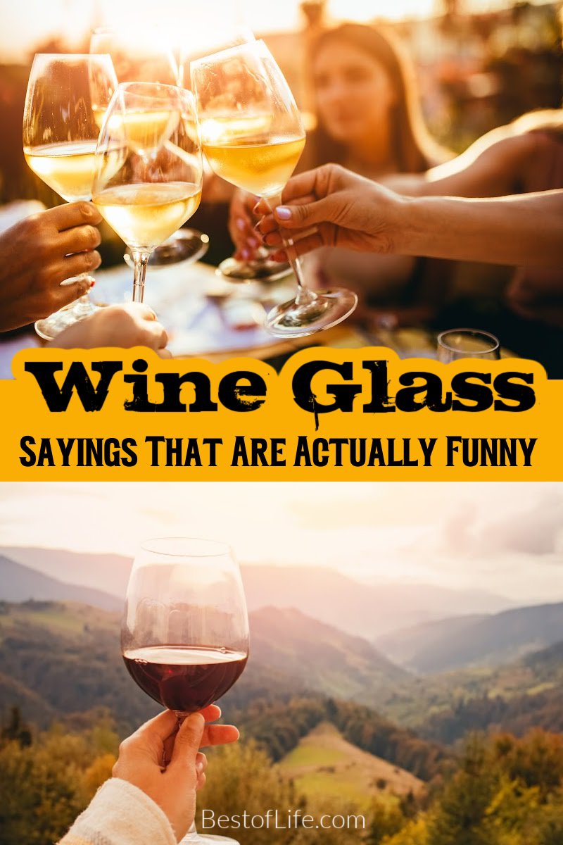 Funny Wine Glass Sayings should make you smile and get your imagination going so uncork a bottle and make a list of your own sayings while you enjoy a glass of wine! Funny Wine Quotes | Funny Quotes | Best Quotes | Quotes About Wine | Laser Etched Wine Glasses | Wine Humor | Funny Things About Wine | Wine Glass Etching Ideas | Saying for Etched Wine Glass | DIY Wine Glass Ideas via @thebestoflife