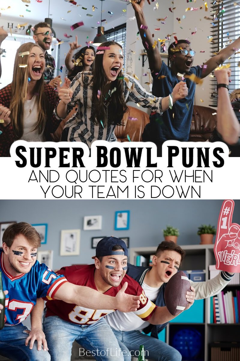 Super Bowl puns and quotes for game day can help us put together the perfect Super Bowl social media post. Super Bowl Captions for Facebook | Super Bowl Captions for Instagram | Funny Quotes for Game Day | Funny Puns for Super Bowl Sunday | Super Bowl Quotes | Super Bowl Social Media Captions | Funny Quotes for Instagram via @thebestoflife