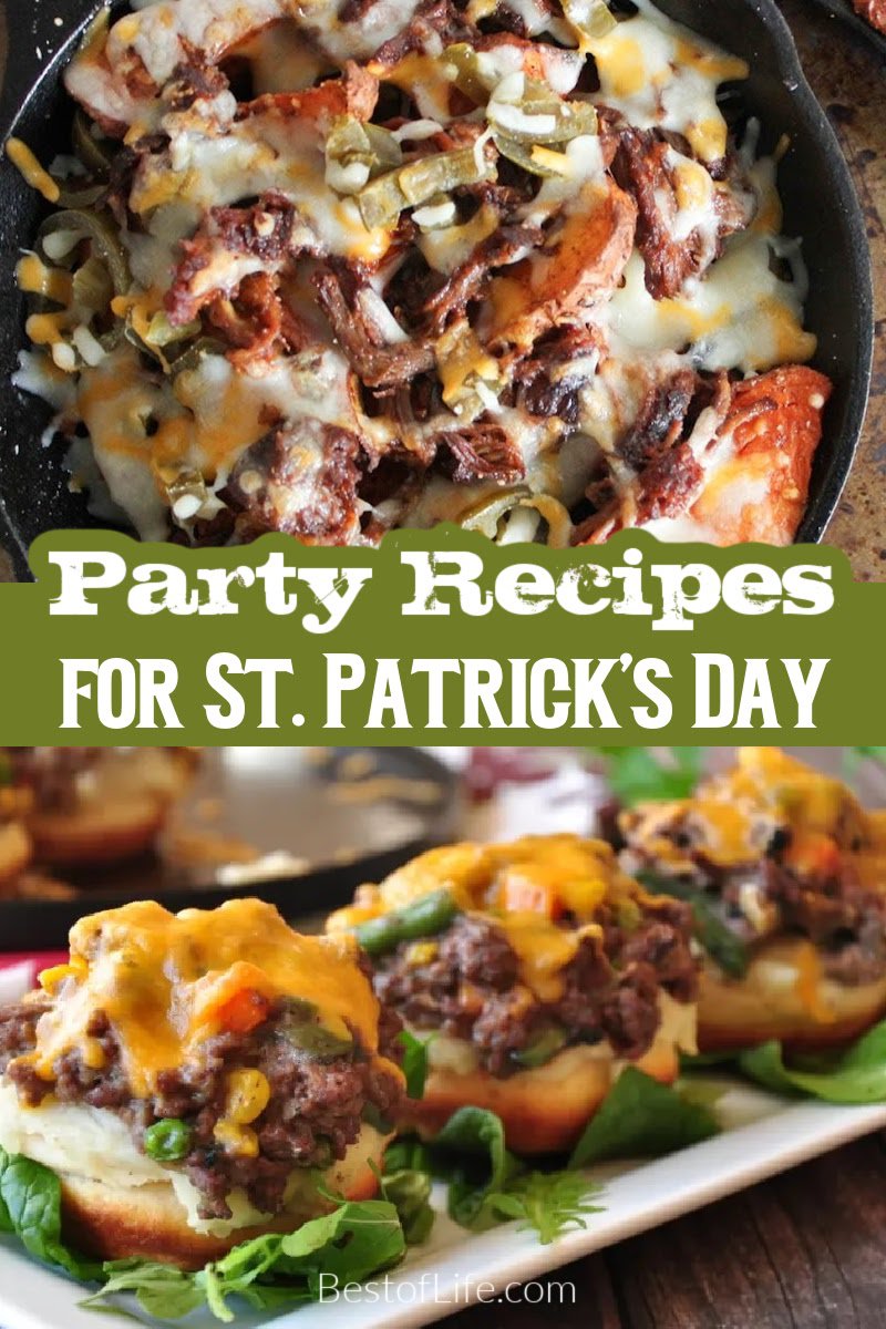 Easy St Patricks Day party recipes will go perfectly with your green cocktails and green desserts for St Patricks Day! Traditional Irish Recipes | Traditional Irish Food | St Patricks Day Party Ideas | Tips for St Patricks Day Party | Recipes for St Patricks Day | Green Food for St Patricks Day | St Patricks Day Party Recipes | Irish Party Food via @thebestoflife