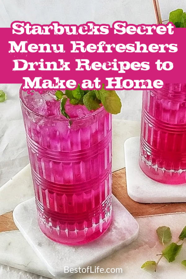 There are plenty of Starbucks secret menu Refreshers drink recipes you can make at home to enjoy Starbucks drinks without waiting in line. Starbucks Copycat Recipes | Copycat Starbucks Refreshers | How to Make Starbucks Refreshers | Green Coffee Recipes | Green Coffee with Juice Recipes | Morning Juice Recipes | Energy Boosting Drink Recipes | Drinks with Energy Boosts via @thebestoflife