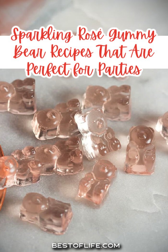 Make the best sparkling rosé gummy bear recipes for your next party or gathering of friends and family for a fun party twist! Rosé Gummies Recipes | Champagne Gummy Bears | Wine Gummy Bears | Wine Infused Gummy Bears | Alcoholic Gummy Bear Recipes