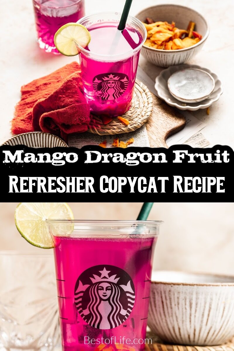 Make your own Starbucks Refresher drink at home with the help of this delicious Starbucks Mango Dragon Fruit Refresher copycat recipe. Copycat Starbucks Recipes | Starbucks Copycat Recipes | Starbucks Refresher Recipe | Fruit Juice Recipe | Starbucks Drink Recipe | Starbucks Refresher with Green Coffee Bean Extract | Easy Drink Recipe | Party Drink Recipe | Fruit Drink Recipe via @thebestoflife