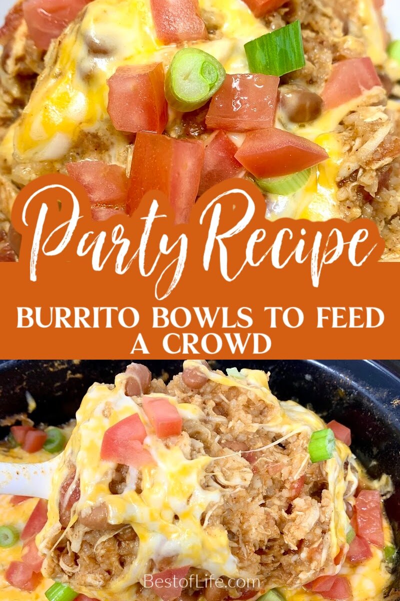 Crockpot chicken bowls make perfect party food recipes or game day recipes to keep the party fueled with easy to make party food ideas. Chicken Taco Bowls | Crockpot Party Recipes | Crockpot Mexican Recipes | Slow Cooker Burrito Bowl Recipe | Party Food Recipes | Slow Cooker Party Recipes | Easy Dinner Recipes | Slow Cooker Chicken Recipes via @thebestoflife