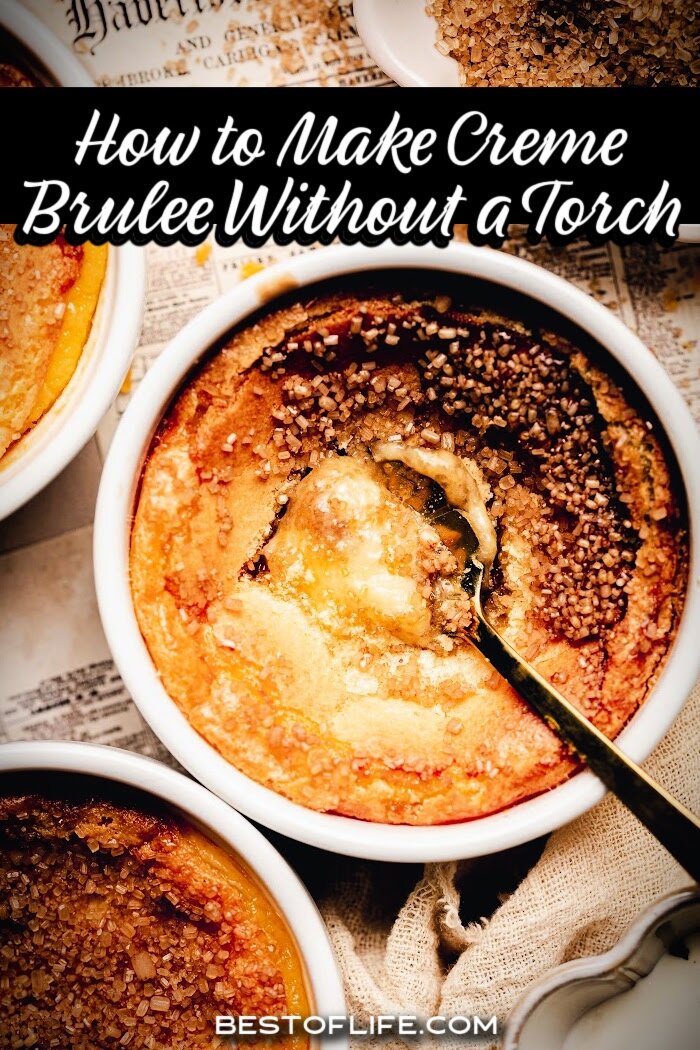 This recipe for easy creme brulee removes the torch from the process, making it a quick and easy dessert for any occasion. Fancy Dessert Recipes | Desserts for Date Night | Dessert Recipe for Two | Custard Recipes | Burnt Custard Recipe | Creme Brulee for Two | Valentines Day Dessert Recipes | Party Dessert Recipes | Dinner Party Ideas | Dinner Party Desserts | Easy Dessert Recipes via @thebestoflife