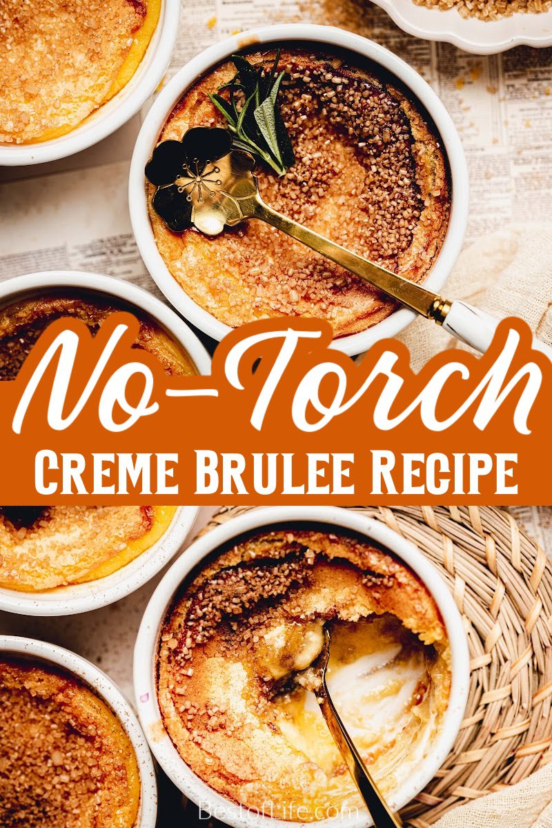 This recipe for easy creme brulee removes the torch from the process, making it a quick and easy dessert for any occasion. Fancy Dessert Recipes | Desserts for Date Night | Dessert Recipe for Two | Custard Recipes | Burnt Custard Recipe | Creme Brulee for Two | Valentines Day Dessert Recipes | Party Dessert Recipes | Dinner Party Ideas | Dinner Party Desserts | Easy Dessert Recipes via @thebestoflife