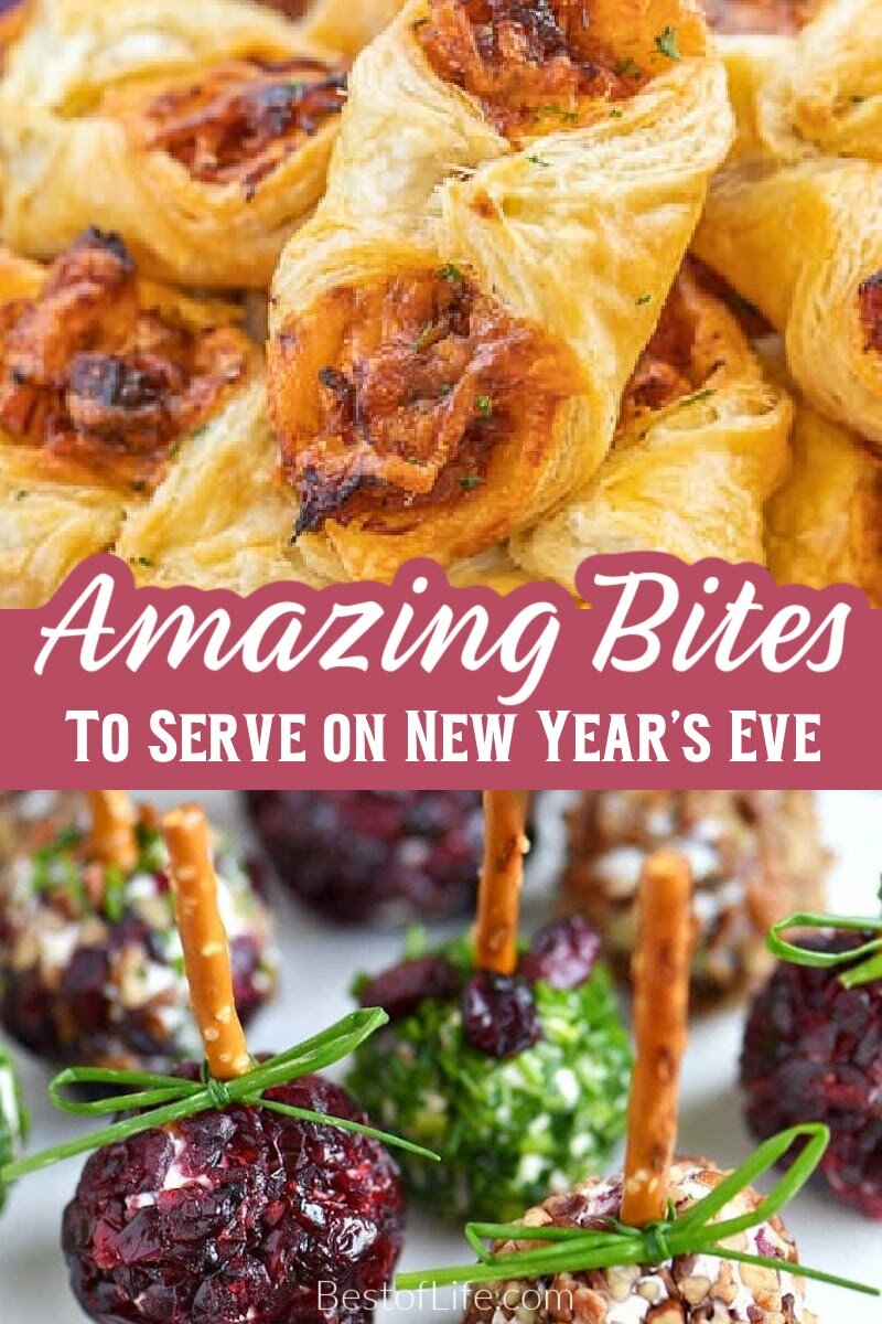 New Years Eve finger food ideas are perfect New Years Eve recipes for parties that will be worthy of ending the year and starting anew. Party Appetizer Recipes | Party Appetizers | New Years Eve Recipes | New Years Eve Party Food | Appetizers for Parties | Finger Food for Parties | Holiday Party Recipes | Holiday Party Appetizers | Snacks for Holiday Parties | Holiday Snack Recipes via @thebestoflife