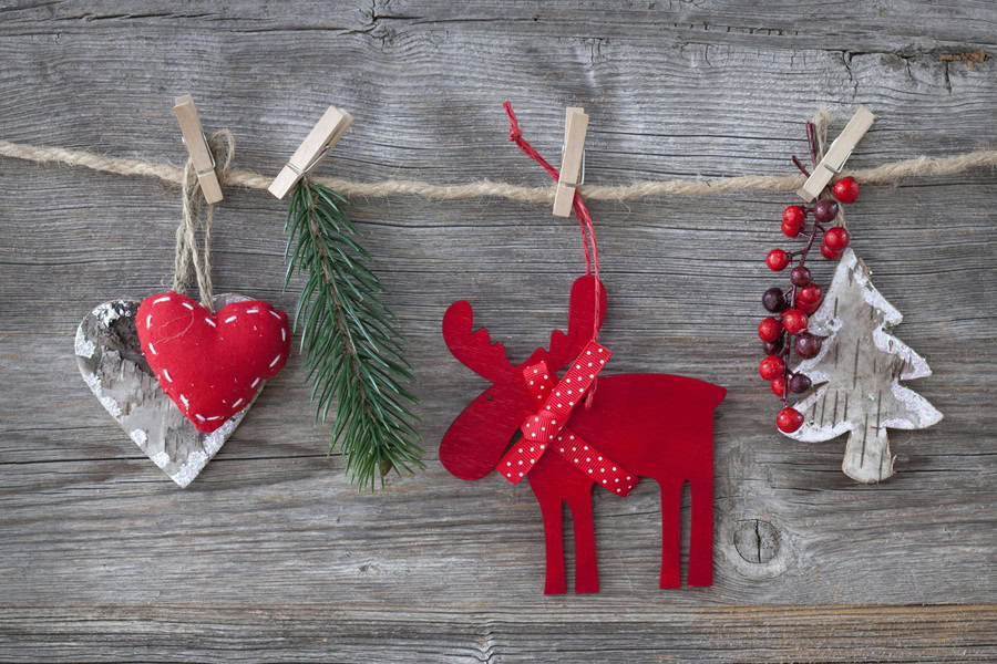 Christmas Party Food for Kids Red Christmas Decorations in the Shape of a Tree, a Moose, and a Heart