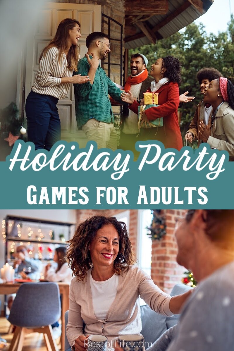 Put the kids to bed early or just don&rsquo;t invite them to play these amazingly fun adult holiday games during your next holiday party. Christmas Party Ideas | Christmas Party Games | Holiday Party Activities | Adult Holiday Party Ideas | Holiday Ideas for Adults | Party Ideas | Things for Adults to do Holidays | Holiday Activities for Adults via @thebestoflife