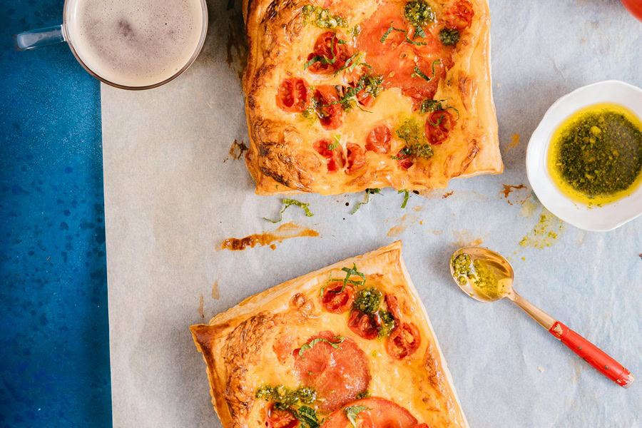 Puff Pastry Appetizer Recipes Puff Pastry Pizza on a Parchment Paper