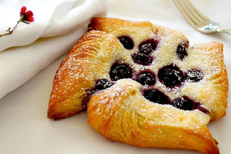 Puff Pastry Appetizer Recipes Close Up of a Blueberry Danish