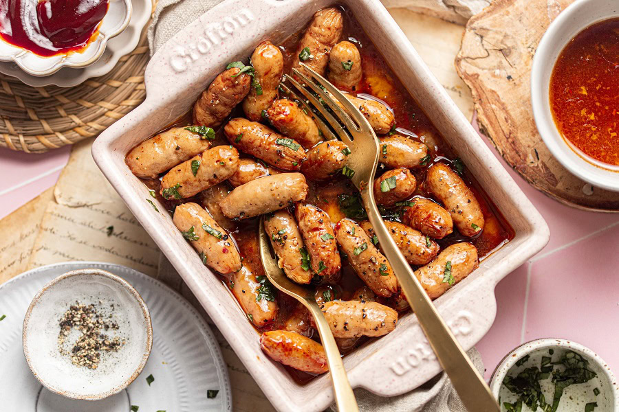 Memorial Day Pool Party Food Ideas Close Up of a Dish of Smokies