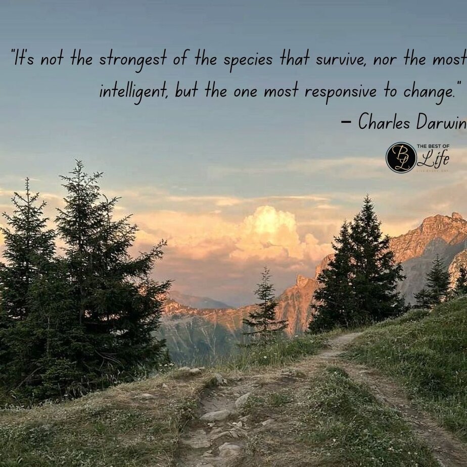 Success Quotes for Men "It's not the strongest of the species that survive, nor the most intelligent, but the one most responsive to change." - Charles Darwin