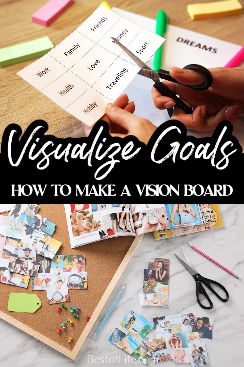 Vision board ideas can help you reach your goals; learning how to start a vision board and how to use a vision board are important first steps. How to Make a Vision Board | Vision Board Hacks | Tips for Vision Boards | Tips for Reaching Goals | Inspired Living Ideas | What Are Vision Boards | Vision Board Organization via @thebestoflife