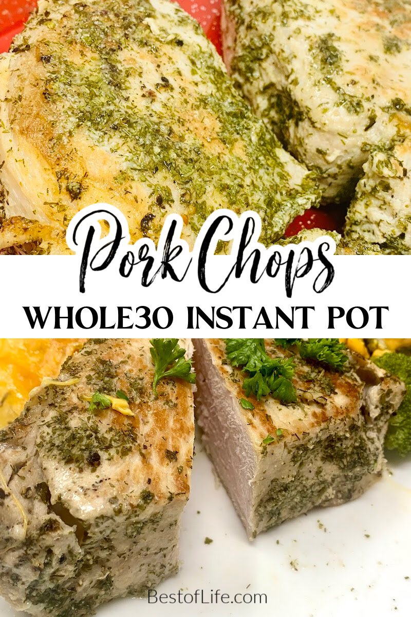 Make tender Whole30 Instant Pot pork chops in just 20 minutes! These juicy chops are perfect for an easy dinner recipe. via @thebestoflife