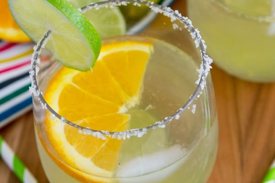 Sangria Recipes Margarita Sangría in a Wine Glass with a Salted Rim
