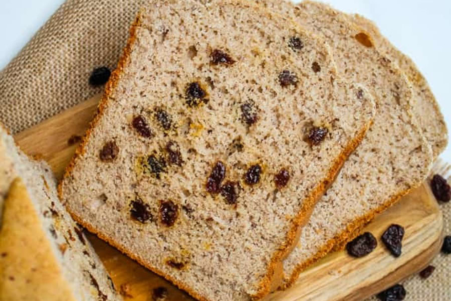 Gluten Free Bread Machine Recipes Close Up of Slices of Cinnamon Raisin Bread