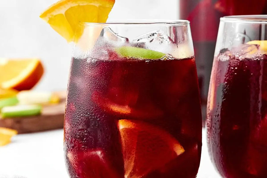 Sangria Recipes Traditional Red Sangria in Wine Glasses Garnished with Oranges
