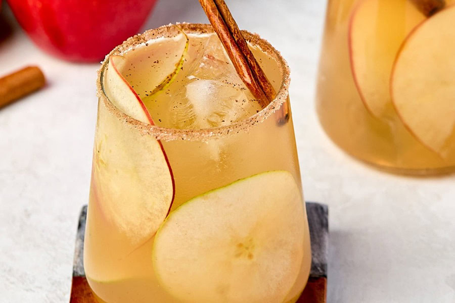 Sangria Recipes Apple Cider White Wine Sangria with Apple Slices in Each Glass