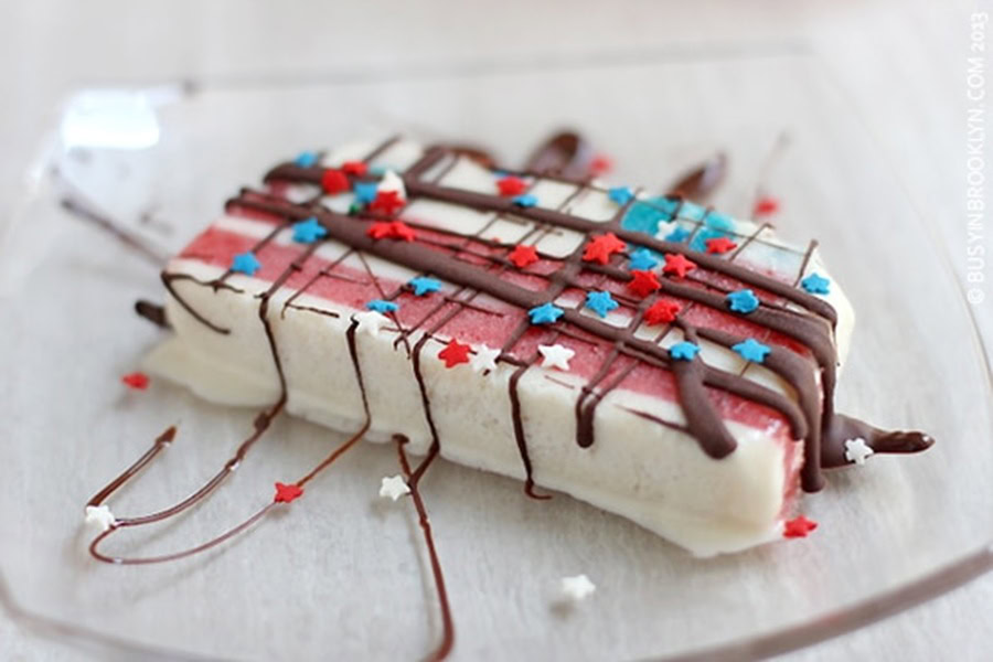 Red White and Blue Desserts Fourth of July Tartufo on a Piece of Wax Paper