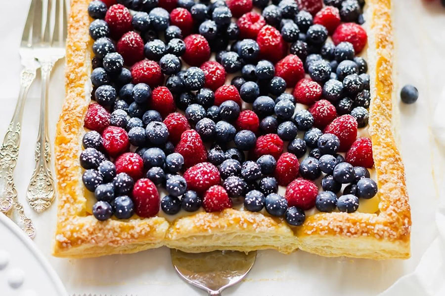Red White and Blue Desserts Close Up of Red, White & Blue Berry Tart