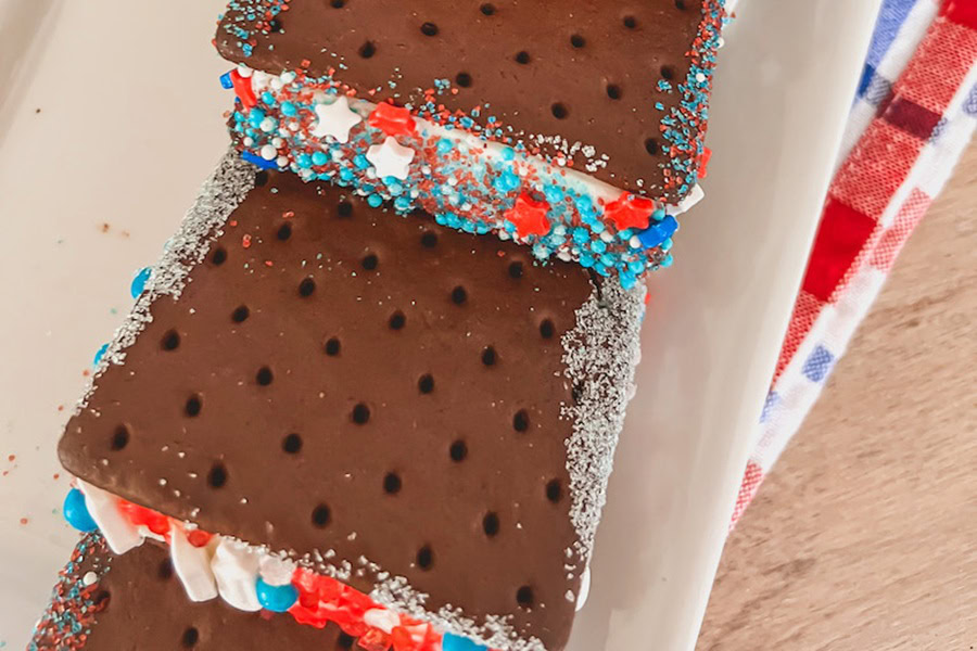 Red White and Blue Desserts Dessert Ice Cream Sandwiches on a Plate