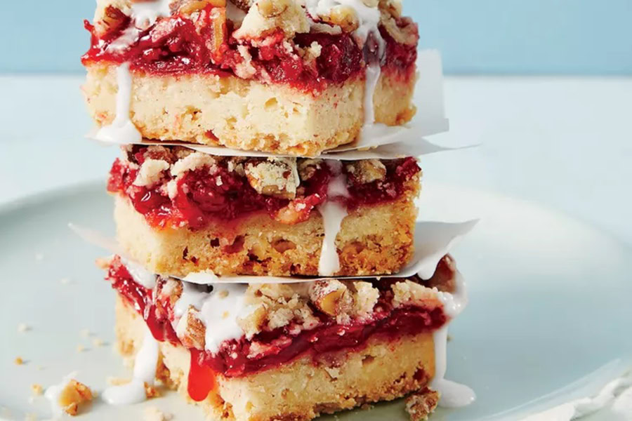 Red White and Blue Desserts Cherry Pie Bars Stacked On One Another