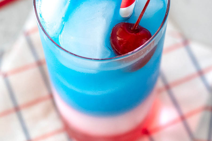Red White and Blue Drinks Captain America Kids Drink Topped with a Cherry and a Straw