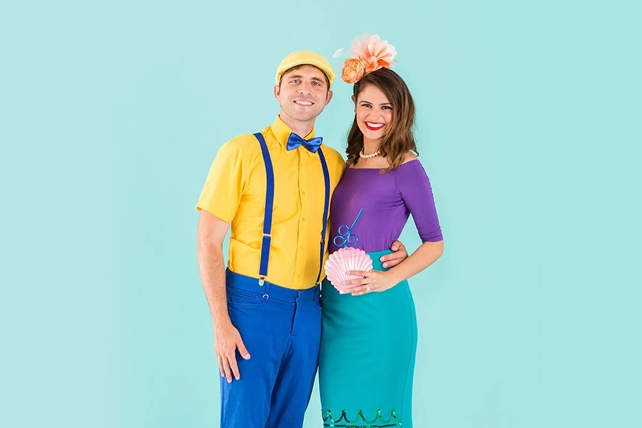 DIY Couple Halloween Costume Ideas a Couple Disney Bounding as Flounder and Ariel from the Little Mermaid